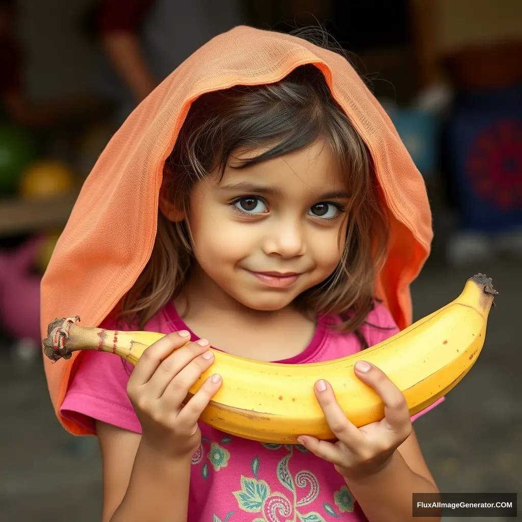 24 year old girl with a raw banana - Image