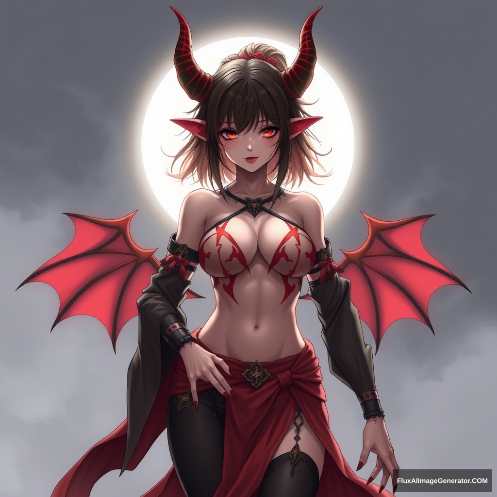 anime demon woman full body view