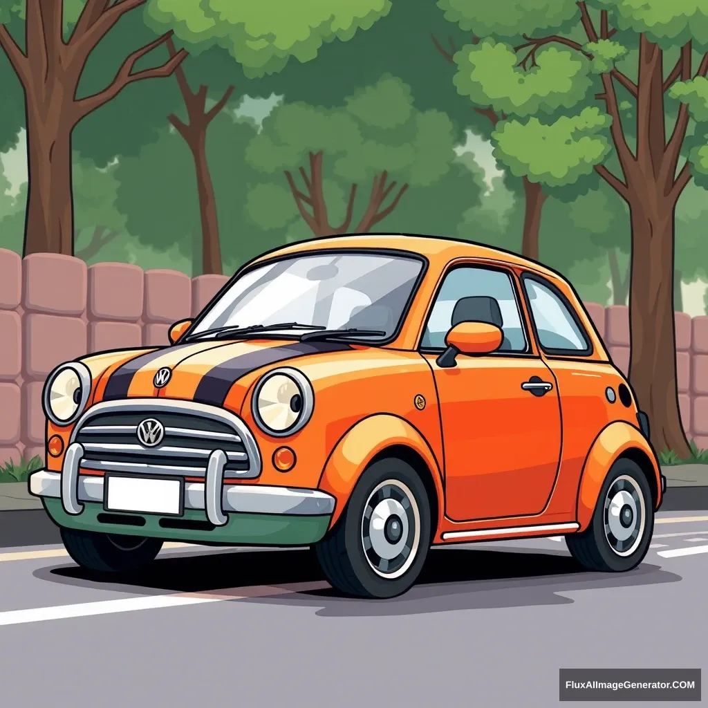 AI image generation. Cartoon style, car.