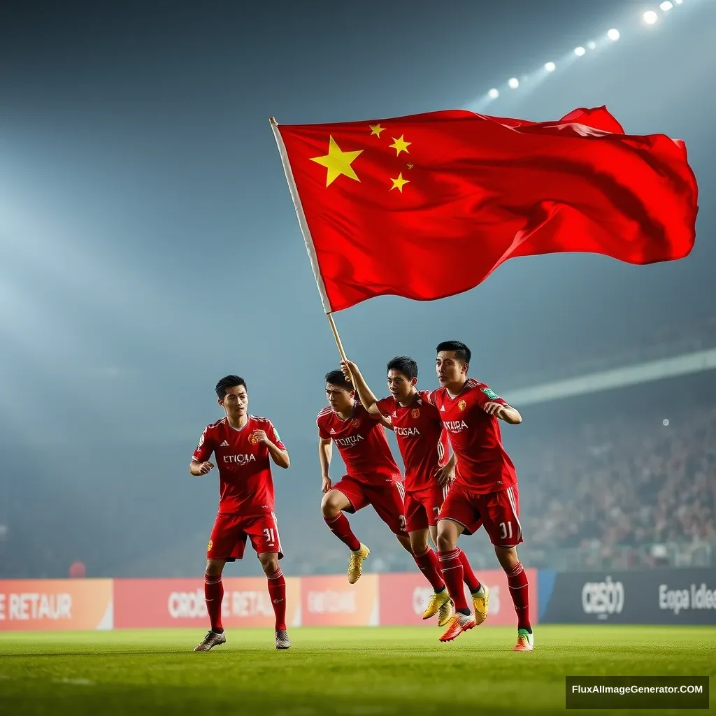 Chinese men's football team, World Cup winners, five-star red flag, Copa Libertadores - Image