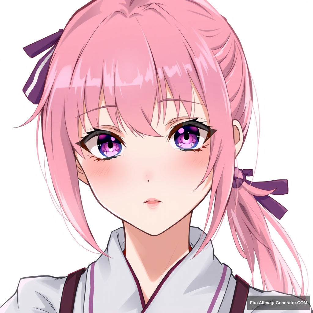 A girl with pink hair and purple eyes, Yae Miko.