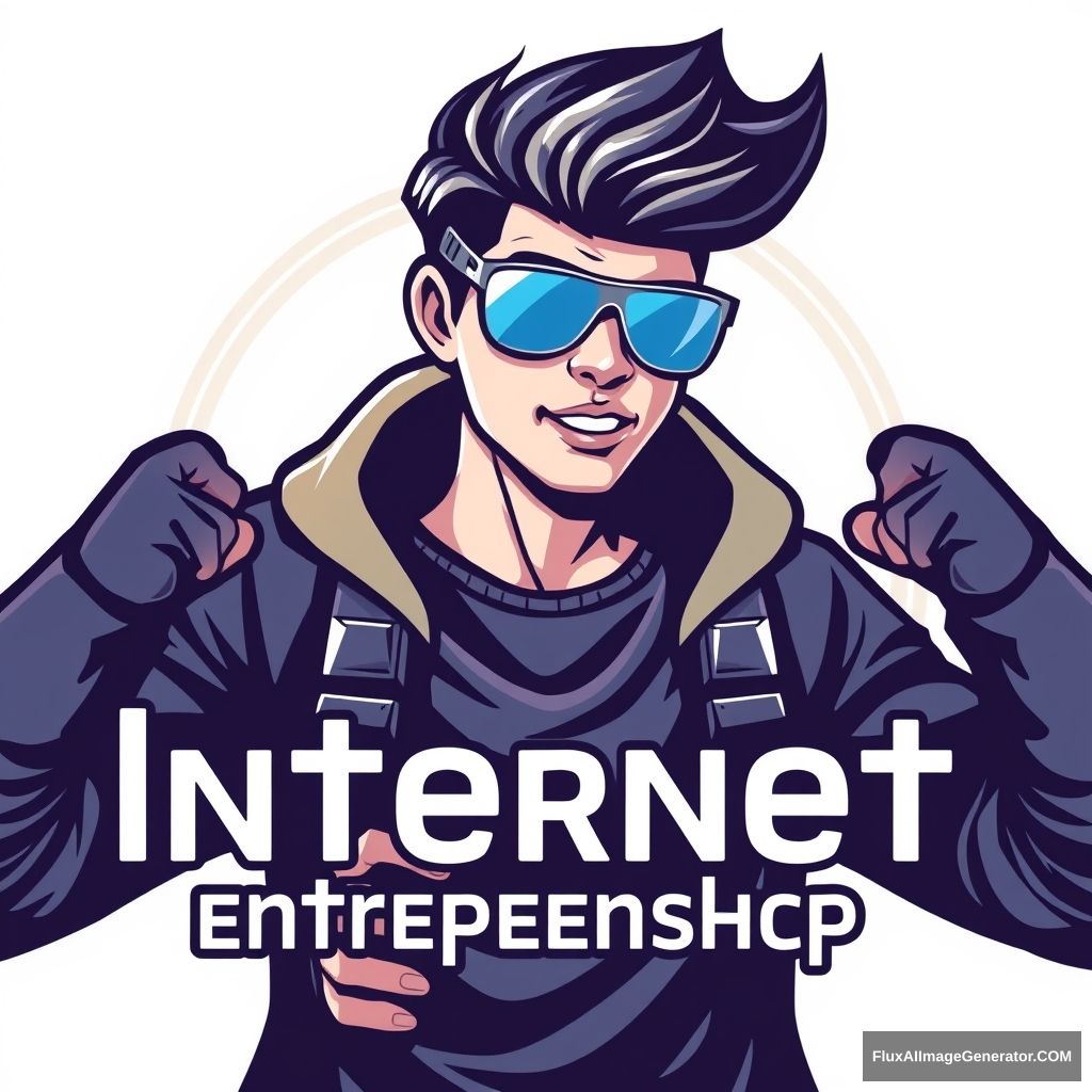 Design a logo that highlights a character, with a solid white background, featuring a cool and tech-savvy young person. The design should strongly convey a sense of technology and look quite professional, relating to internet entrepreneurship. - Image