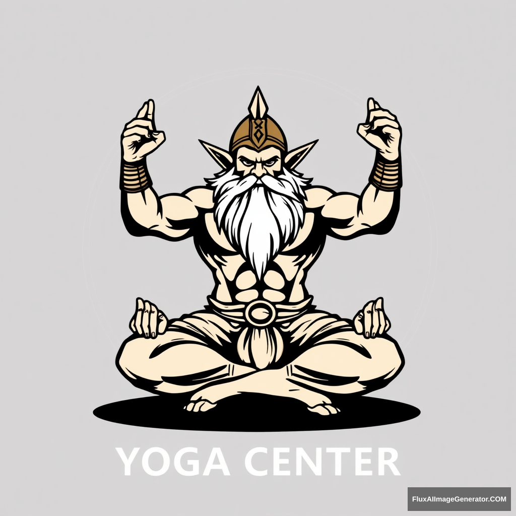 Yoga Center Logo: Muscular Dwarf lotus position Warhammer - Image