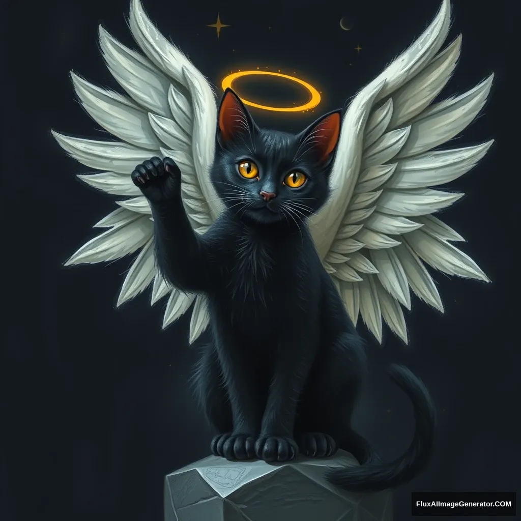 A black cat angel