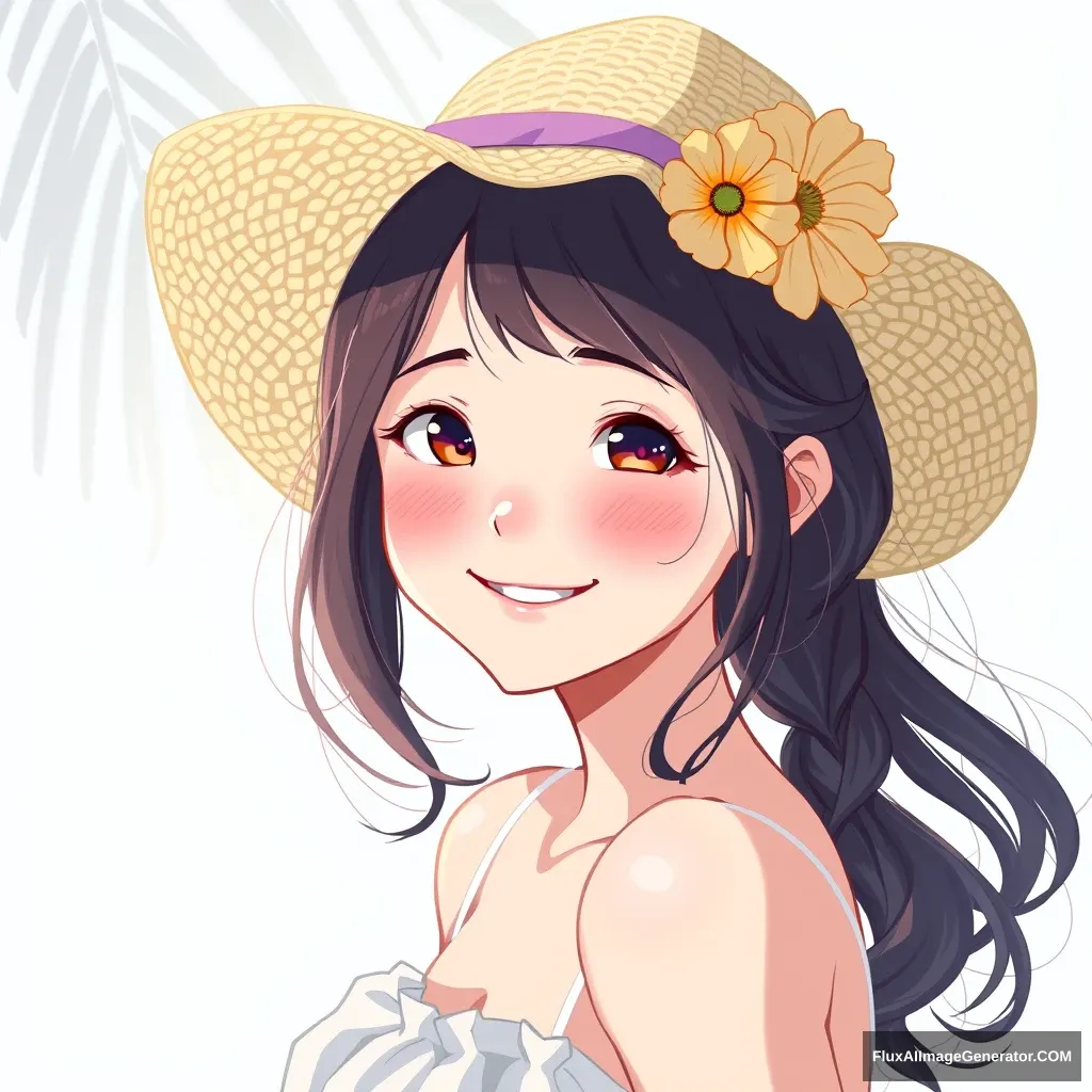 CG, beautiful girl, cute face, smile, summer - Image