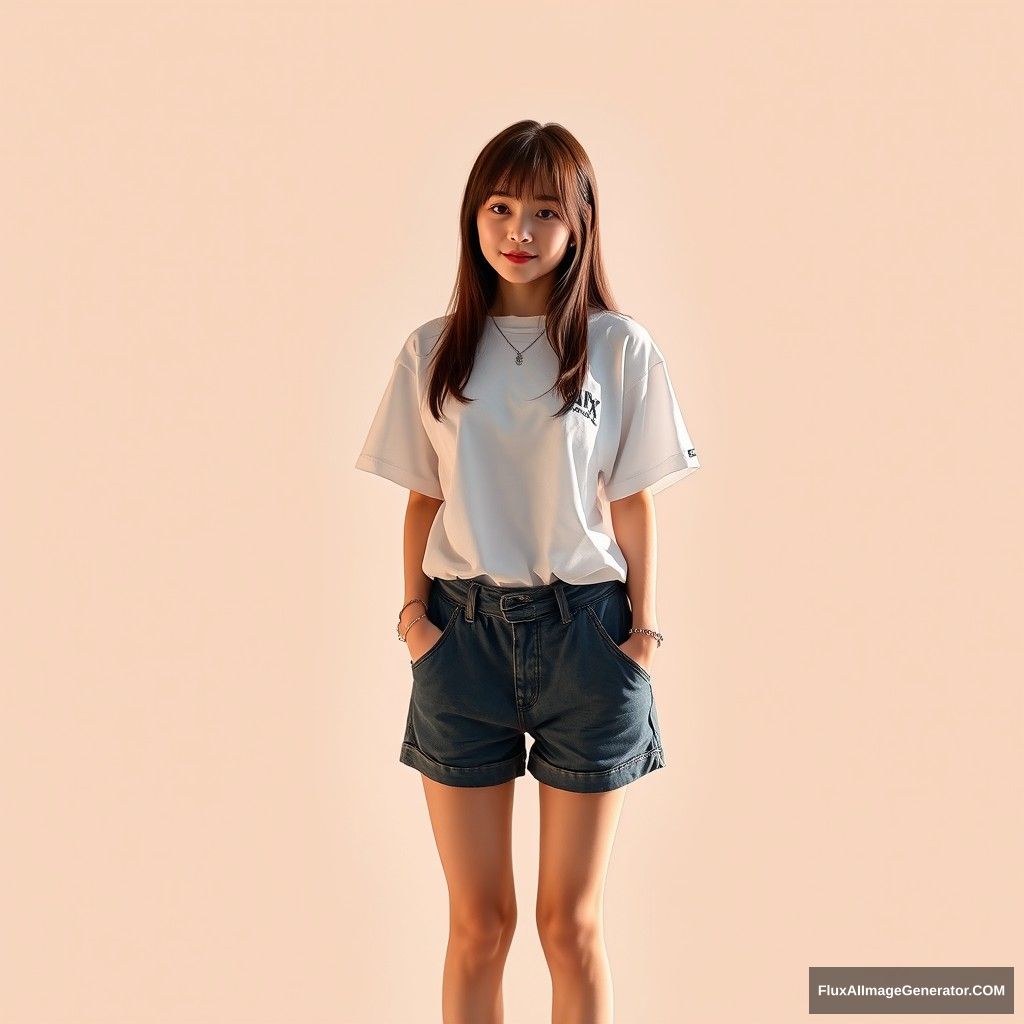 K-pop idol, 1 girl, short pants, short shirts