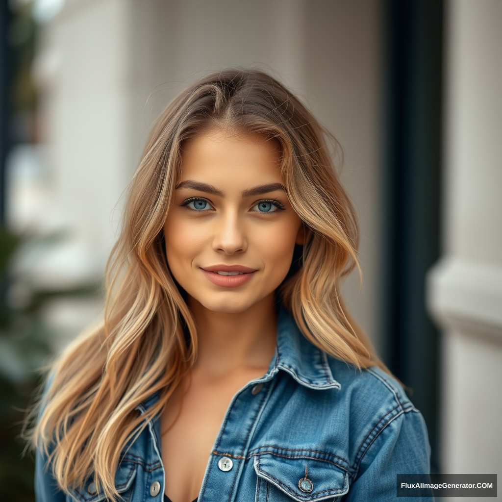 Young woman wearing denim. - Image