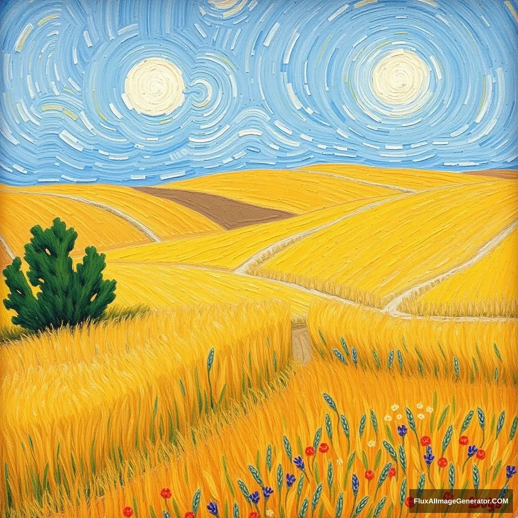 Vincent van Gogh, wheat fields, oil painting