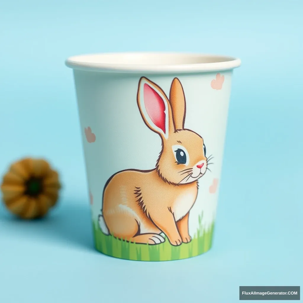 Paper cup with a cute rabbit print.