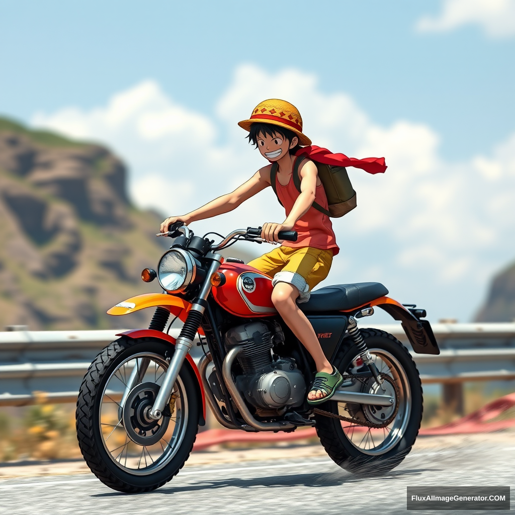 Luffy riding mt 15 bike - Image