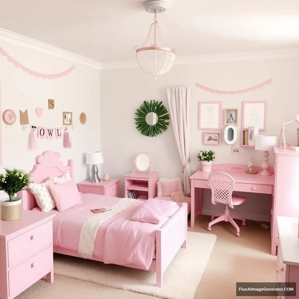 Make a girl’s room warm and cozy, complete with pink furniture and decorations.