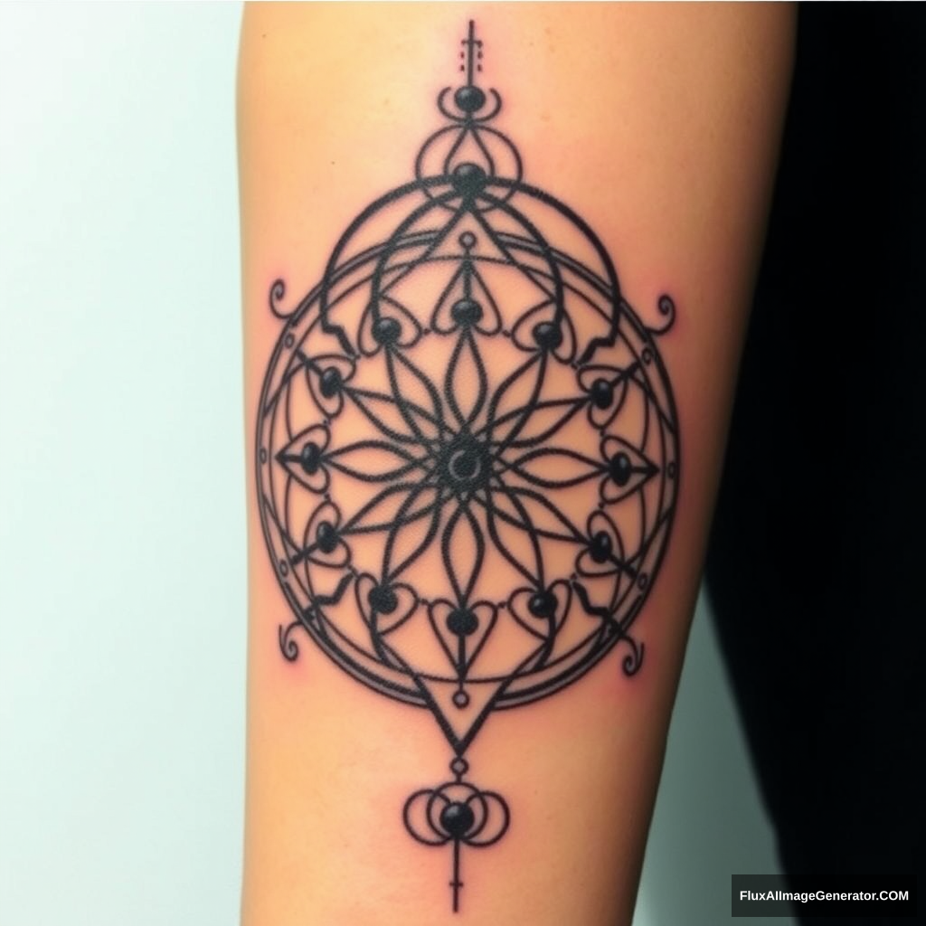 Tattoo ideas based on the number 8 and its powerful meaning. Include sacred geometry such as spirals, the flower of life, pi, and the golden ratio. - Image