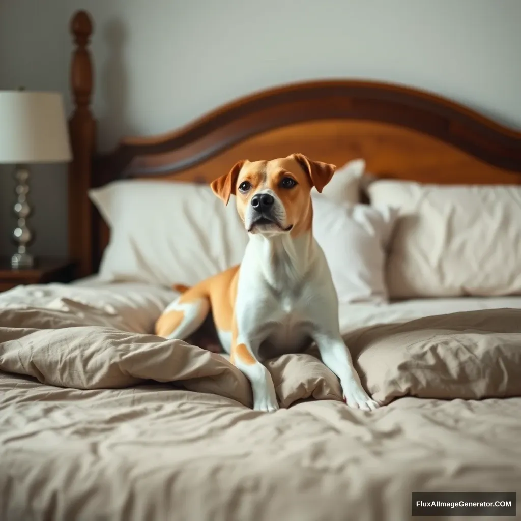 a dog on the bed - Image