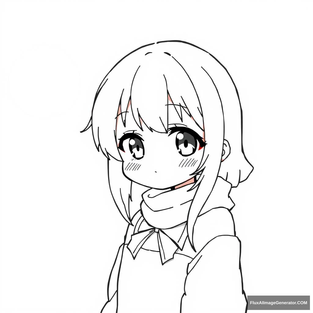 basic line art anime girl cute - Image