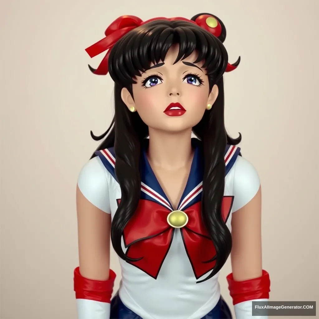 Photograph of real life Sailor Mars excellently captures her panicking and freaking out as she is turned into a highly obscene and perverse inflatable sex doll.