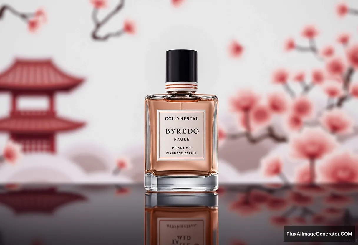 Perfume by Byredo, Japanese background. - Image