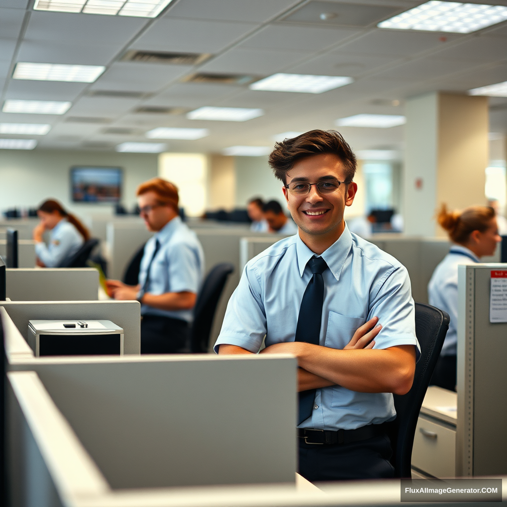 Natural geographic style photography of a corporate office. Employees are guinea pigs in uniforms. They work in cubicles. - Image