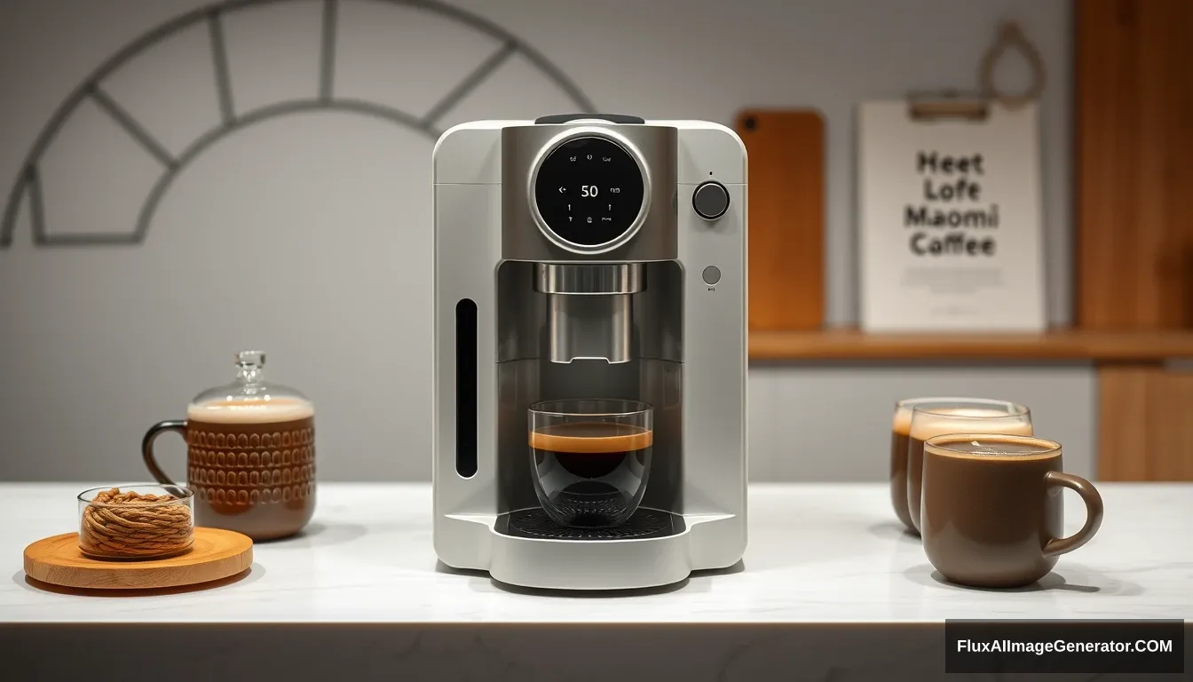 A coffee machine, beautiful, Xiaomi style.