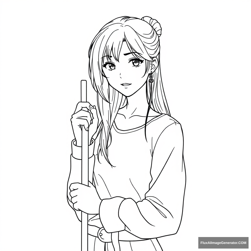 basic line art anime woman - Image