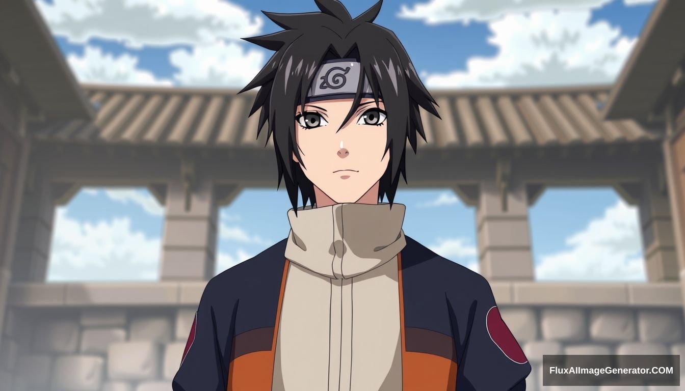 Ryūsuke is a guy with a height of 185.7 cm. He can be considered quite charming as many of the girls in Konoha (including Reika) have a crush on him. He has porcelain skin, black hair, and black irises, which he inherited from his mother. Naruto character design, full body.