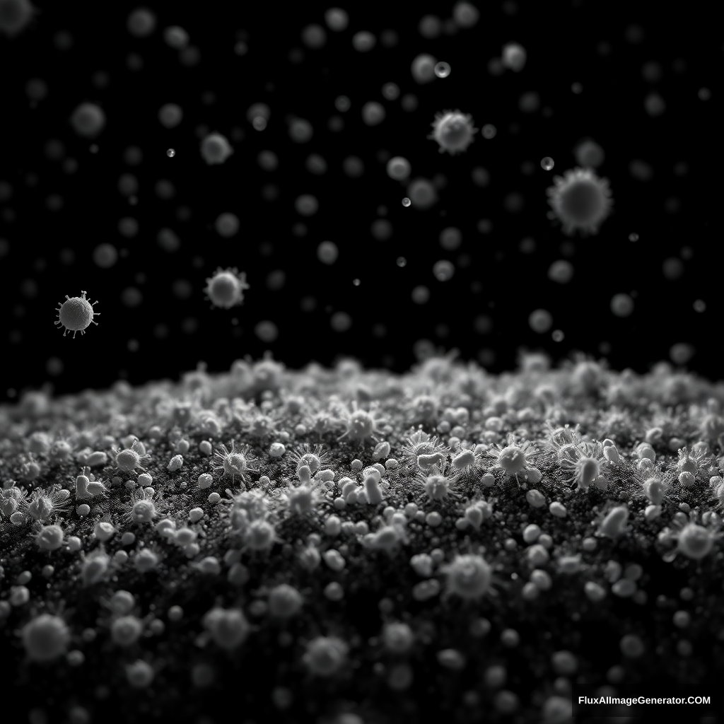 field of bacteria covering the ground black background without floating cells - Image