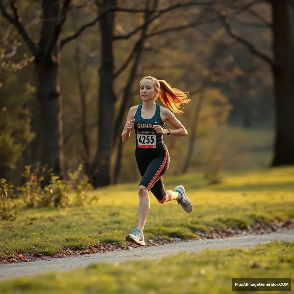 A woman running.