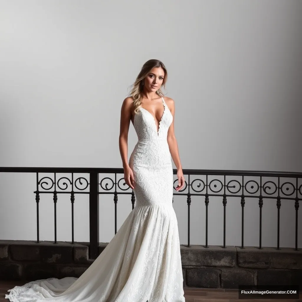 Fitness model influencer Emma's daring wedding dress. - Image