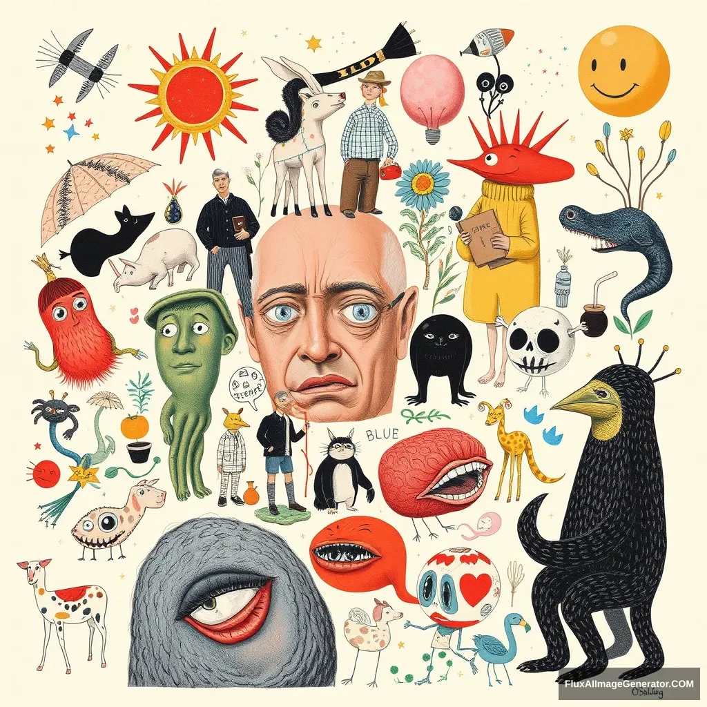 Different weird illustrations collage - Image