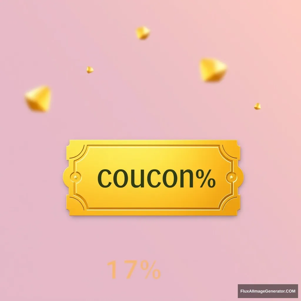 "Draw a golden-shaped mobile coupon that represents the right to purchase with a 17% discount."