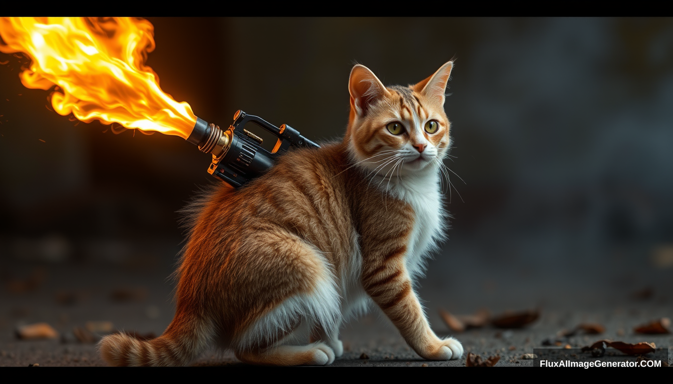 a cat with a rear mounted flamethrower.