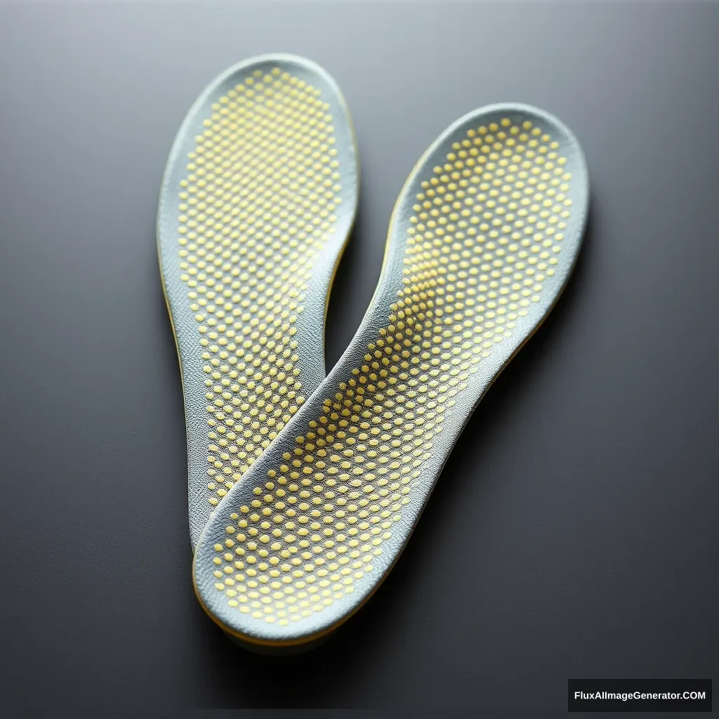 'A pair of insoles with a breathable dot matrix structure.'