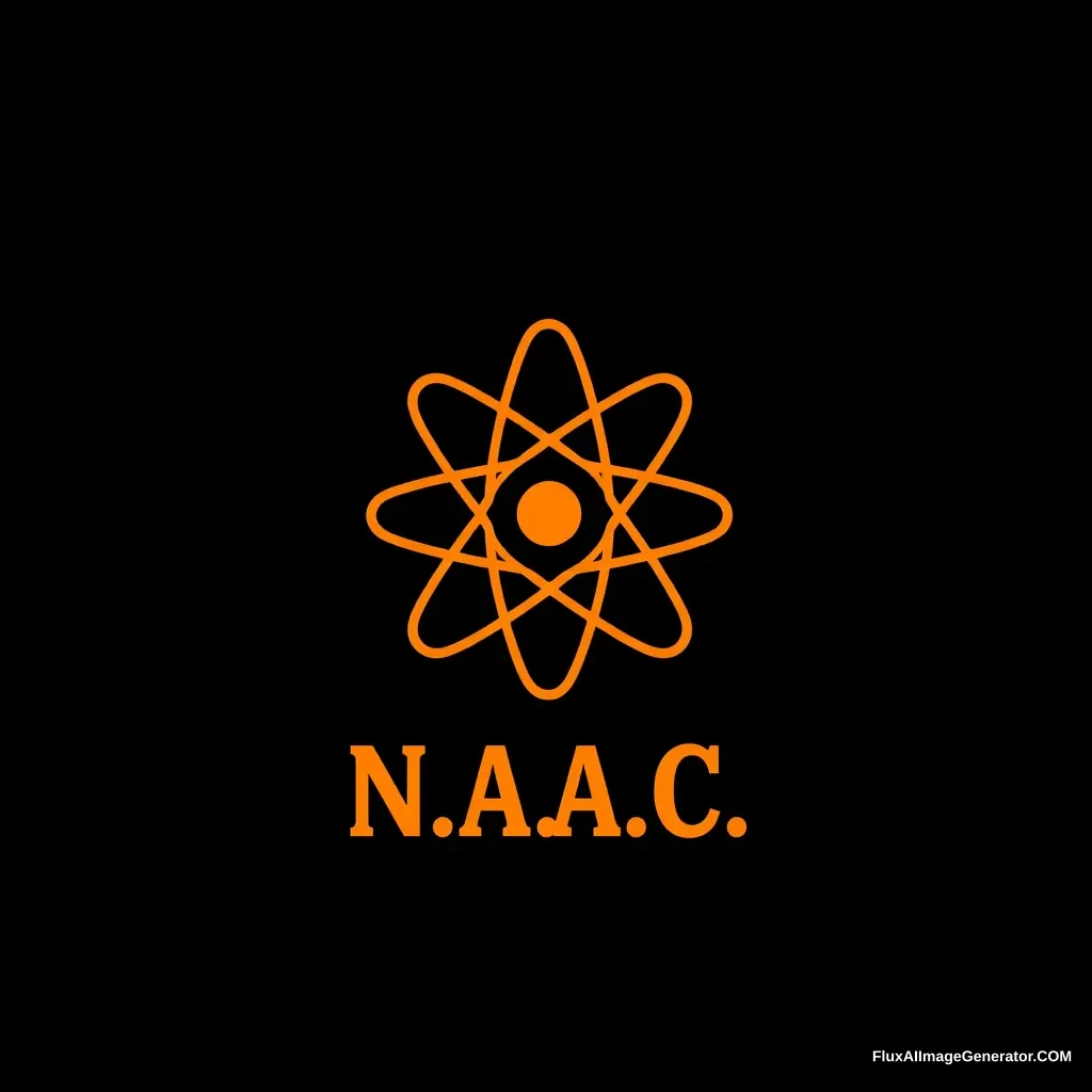 Black and orange with the inscription N.A.C. under the image of an atom. - Image