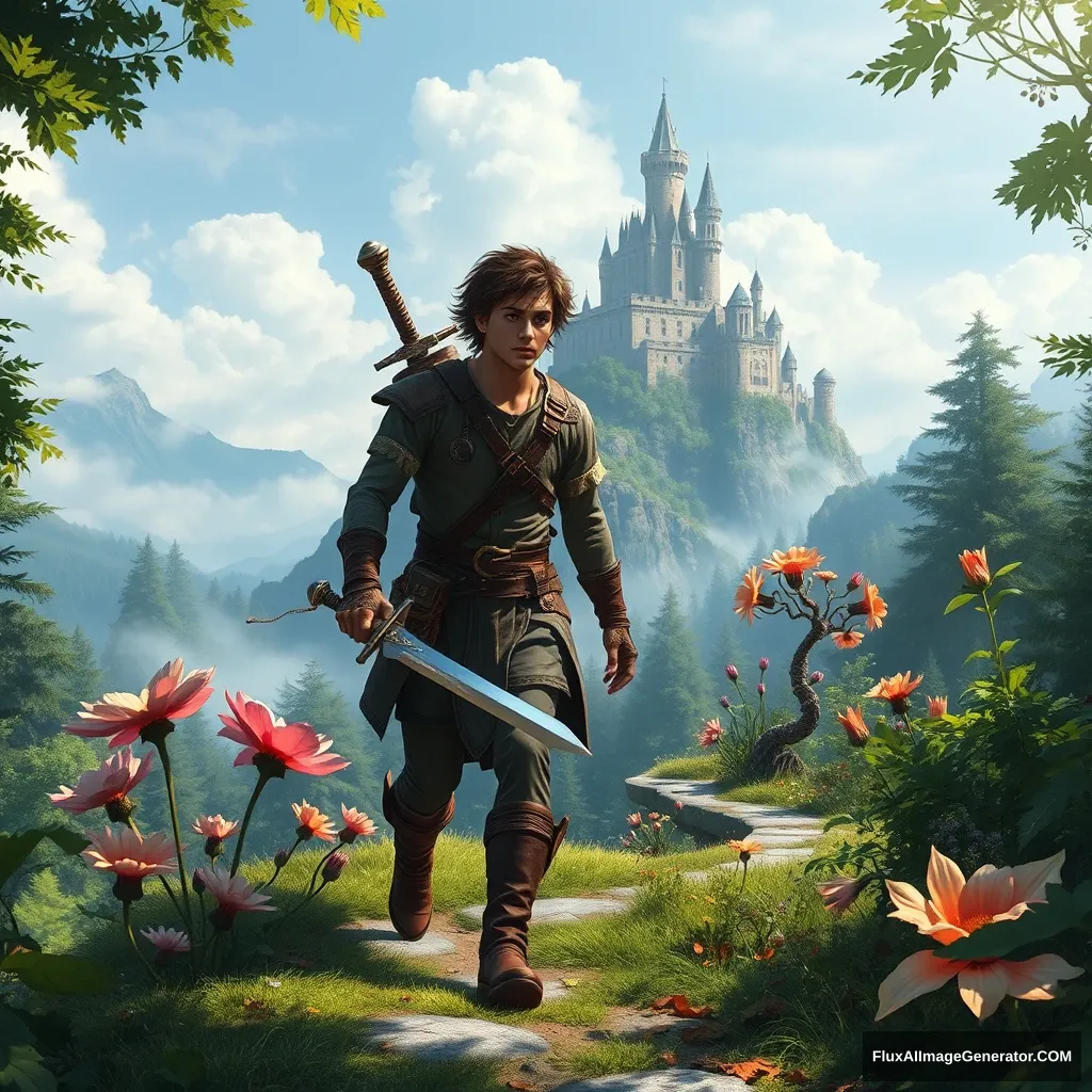 Here is a generated passage about Middle Journey:

In a mysterious and fantastical world, there exists a vast expanse of forest. Sunlight filters through the dense leaves, casting dappled shadows. A brave adventurer finds himself within, donned in lightweight leather armor, wielding a sharp longsword. With resolute eyes and steady steps, he walks along a winding path. On either side of the path, bizarre flowers bloom in vibrant colors, emitting an enchanting fragrance. In the distance, an ancient castle stands atop a mountain, shrouded in clouds and mist, appearing and disappearing. Vines climb the walls of the castle, seemingly telling tales of the passage of time. The adventurer quickens his pace, filled with a longing for the unknown and a determination to explore; this is the wondrous scene in Middle Journey.