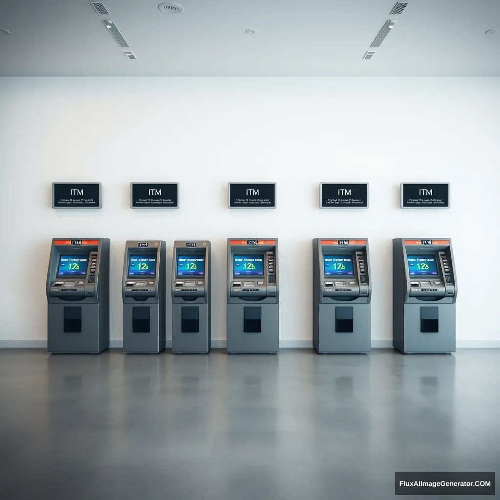 10 Intelligent Teller Machines (ITM) in an empty room - Image