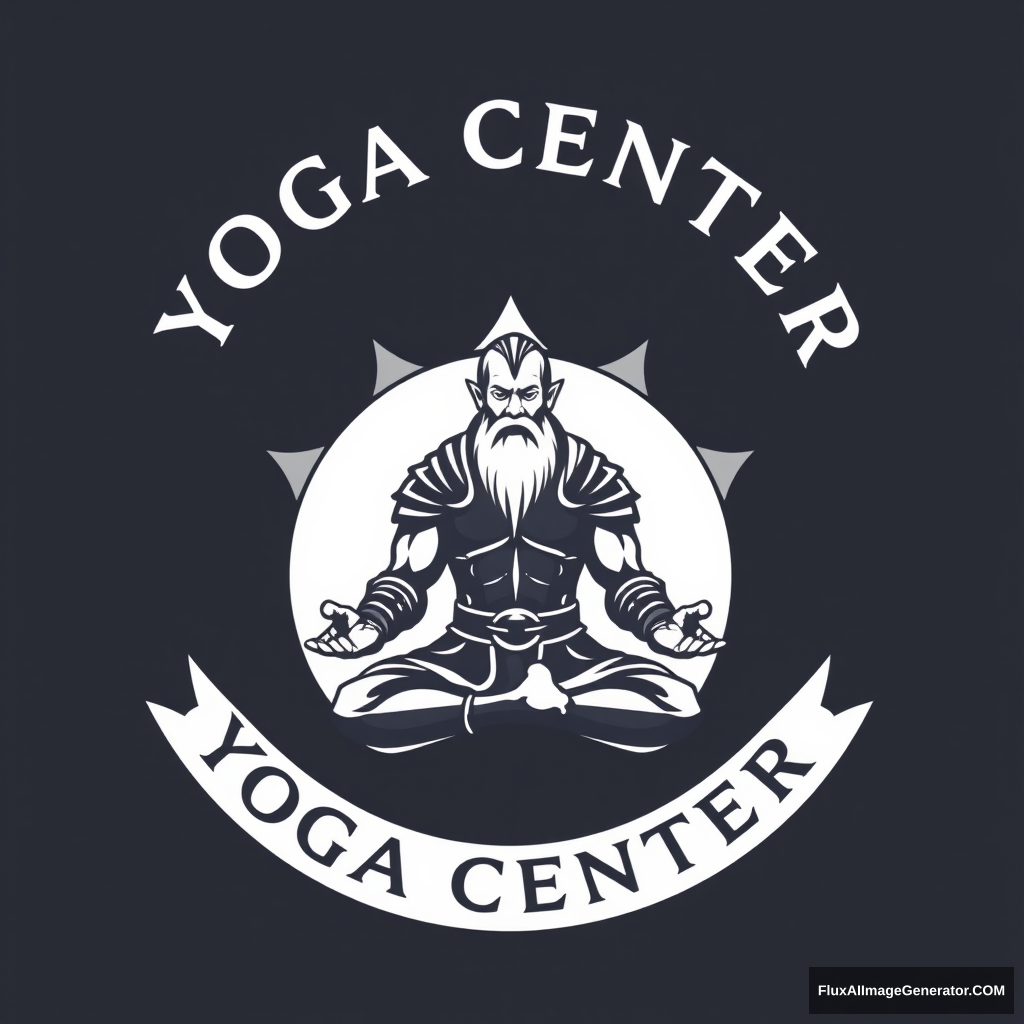 Yoga Center Logo: Muscular Armor Dwarf Dungeons & Dragons lotus position