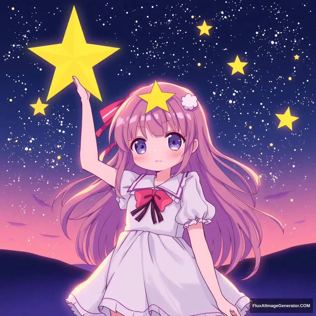 star, night, girl