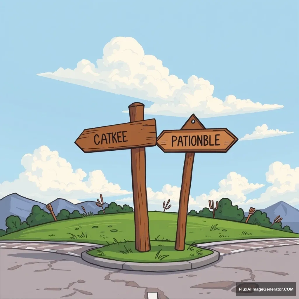 Two crossroads, cartoon style - Image