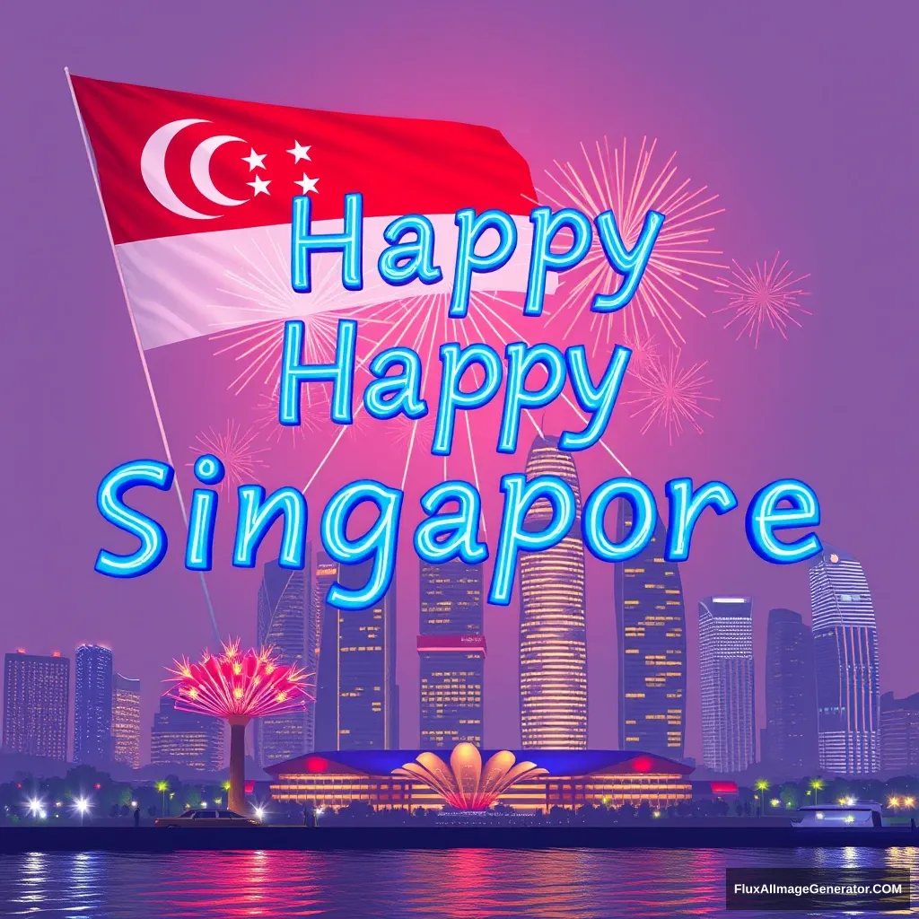 A blue words "KainoAI" celebrates Singapore national day. - Image