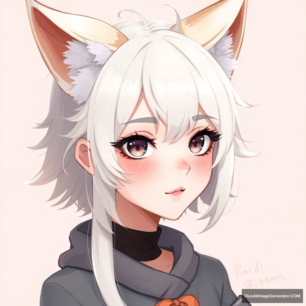 "2D beautiful girl with fox ears"