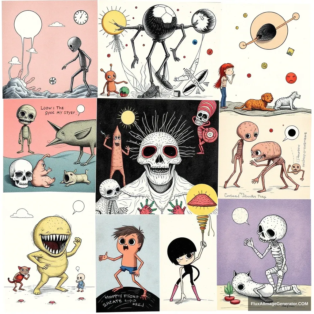 Collage of Different Weird Illustrations