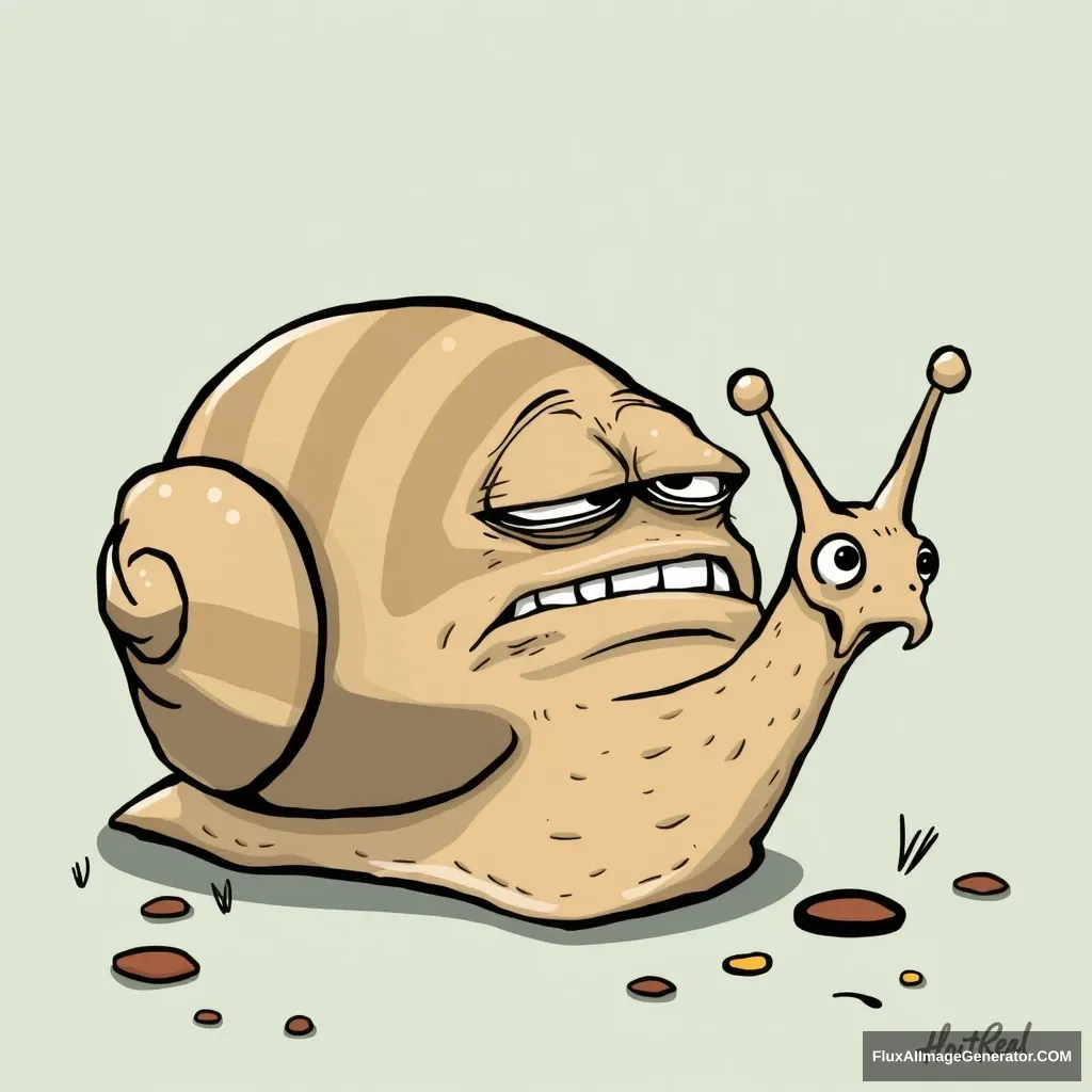 A grumpy snail, Steve Cutts. - Image