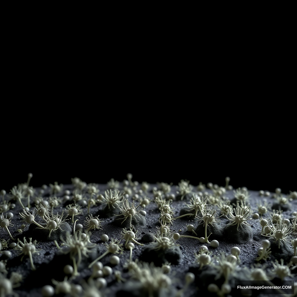 'bacteria field cover the ground black background'