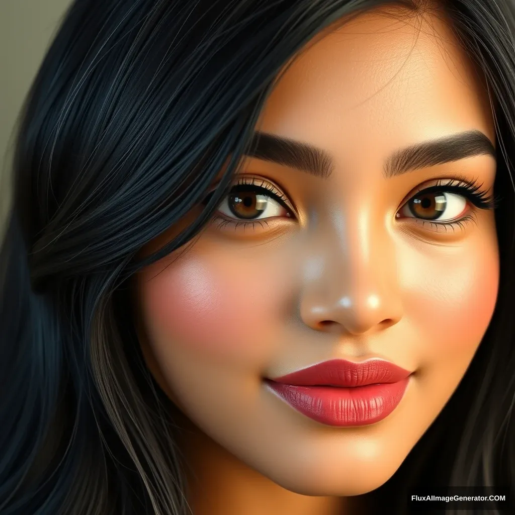 Create a 25-year-old Indian female AI influencer named Aanya with a well-maintained figure of 36-28-36. She has a Korean milky white complexion, high cheekbones, slightly large almond-shaped deep brown eyes with long, thick eyelashes, well-defined, slightly arched eyebrows, a perfectly proportioned nose, and soft, well-defined lips with a natural deep pinkish color. Aanya's long, thick, lustrous black hair complements her elegant .