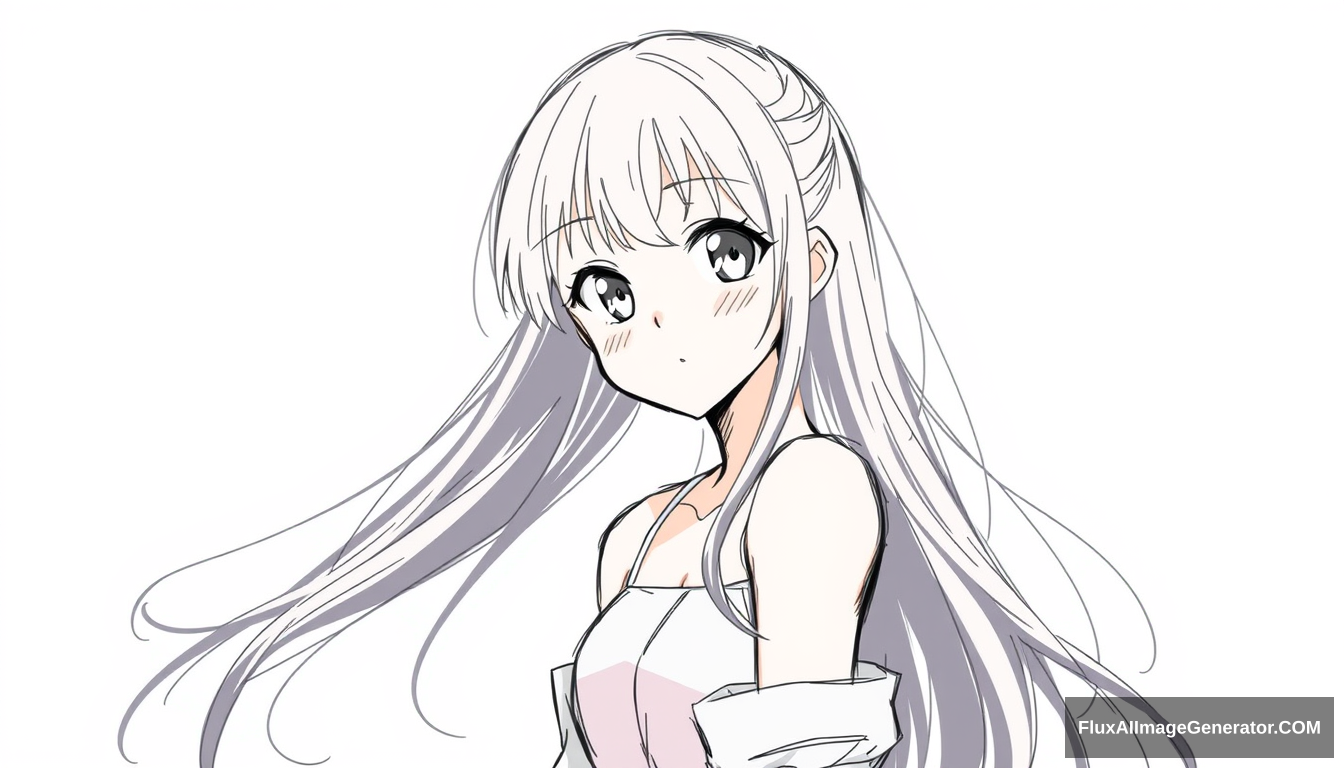 "Create a sketch of a beautiful yet simple moe style anime girl." - Image