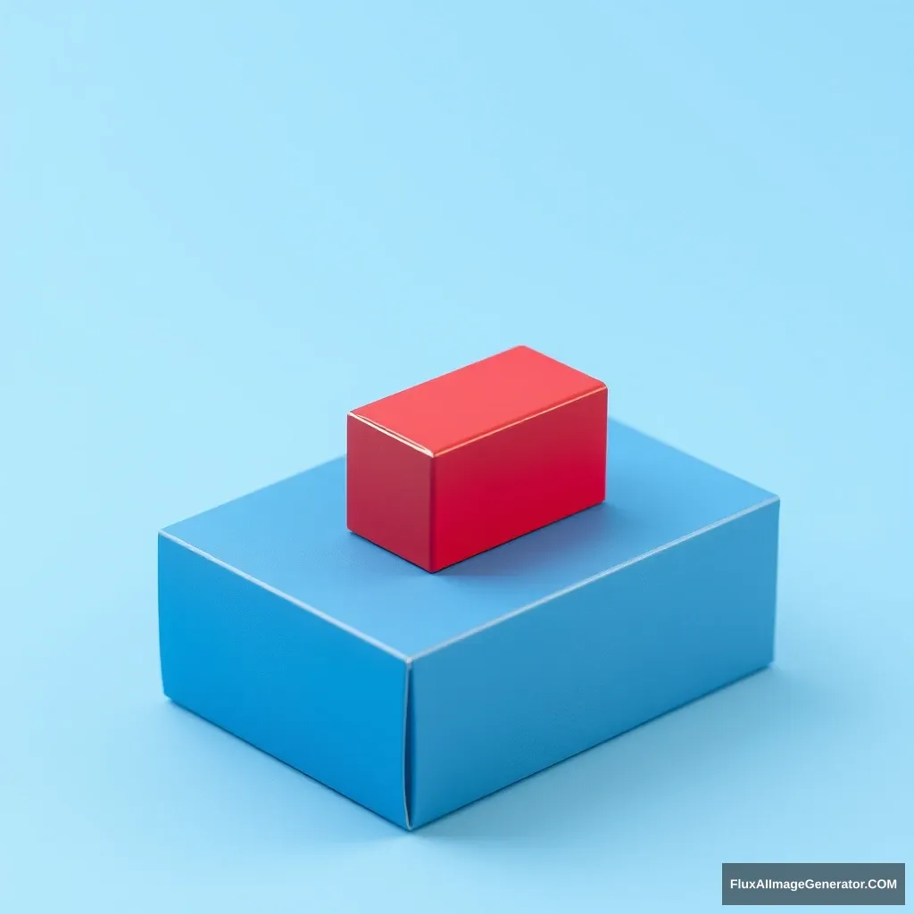 A red box on a blue box