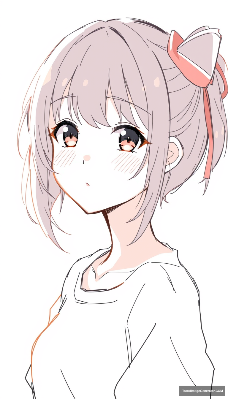 "Create a sketch of a beautiful yet simple moe style anime girl." - Image