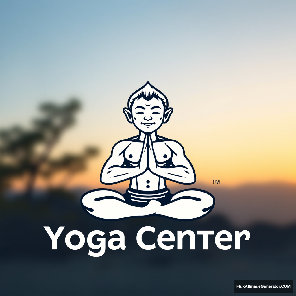 Yoga Center logo: a muscular large dwarf in the lotus position. - Image