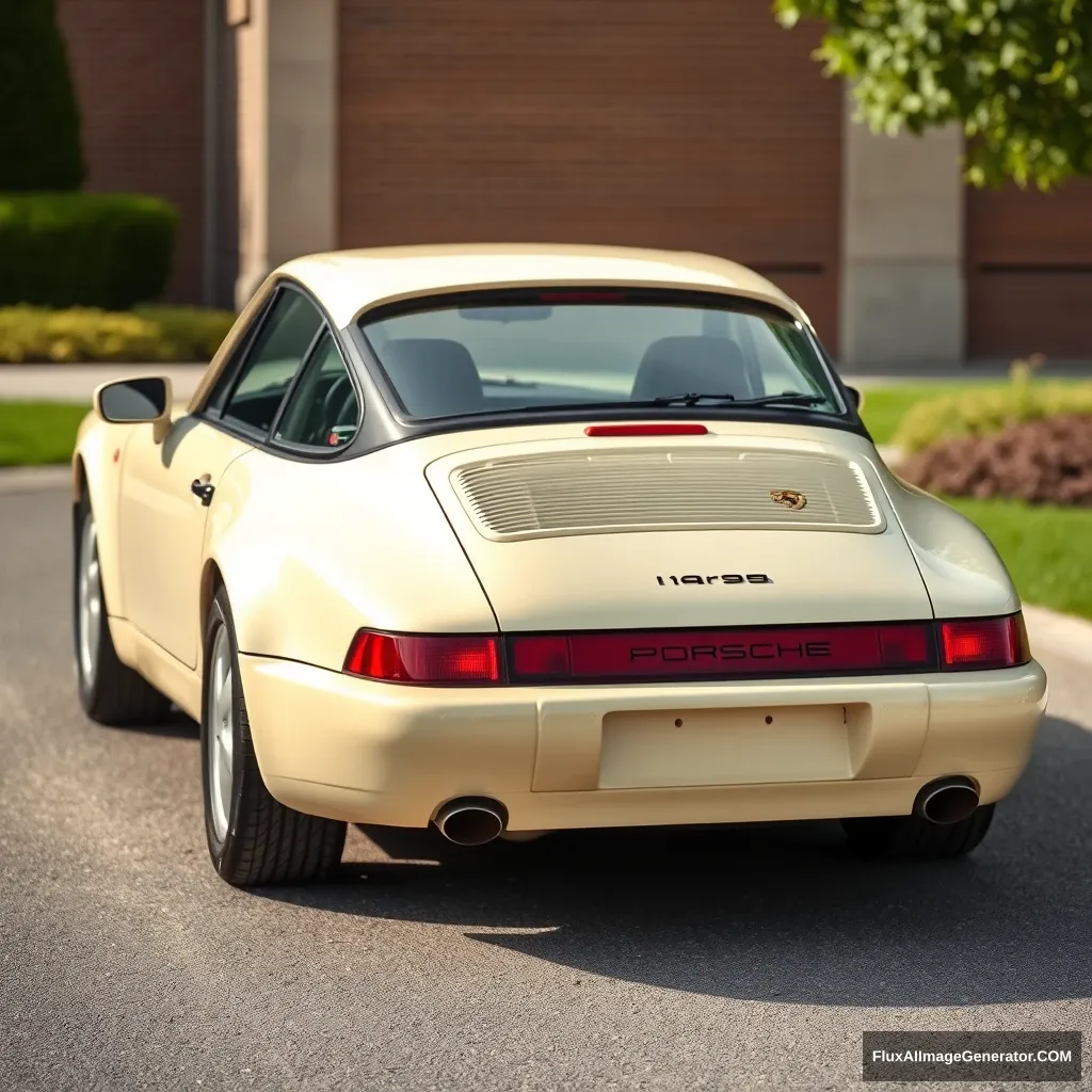 cream color Porsche 911 model year 1994 look from back left