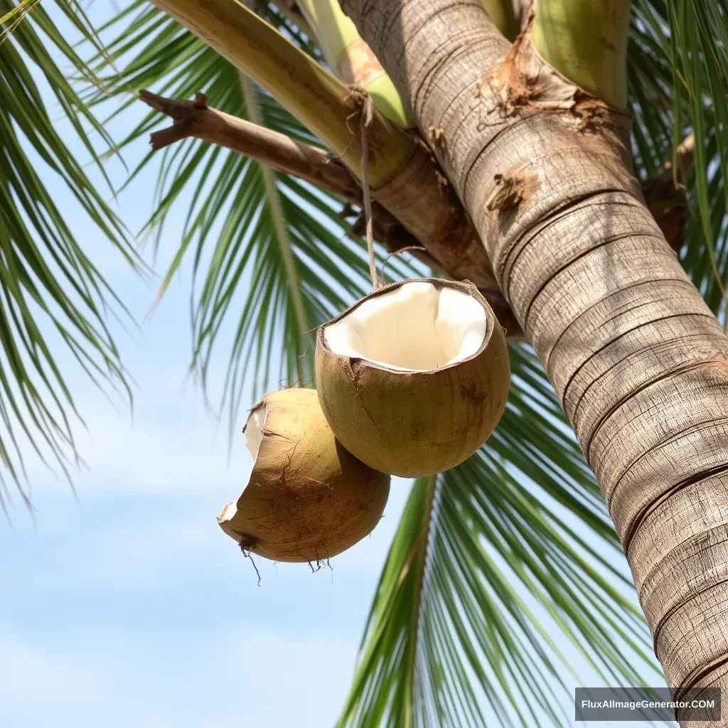 Coconut falling from coconut tree