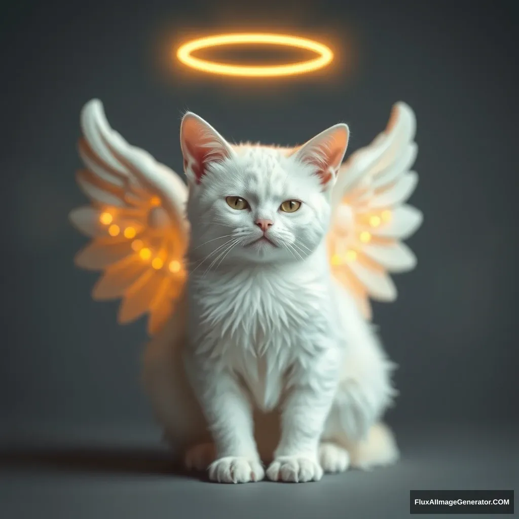 A white cat angel